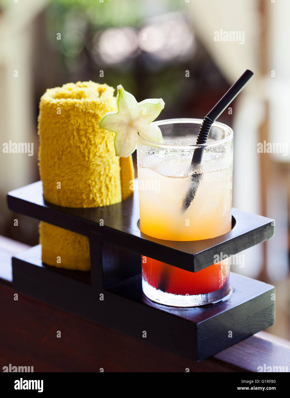 Tropical juice and cold towel, drink in the hotel and spa