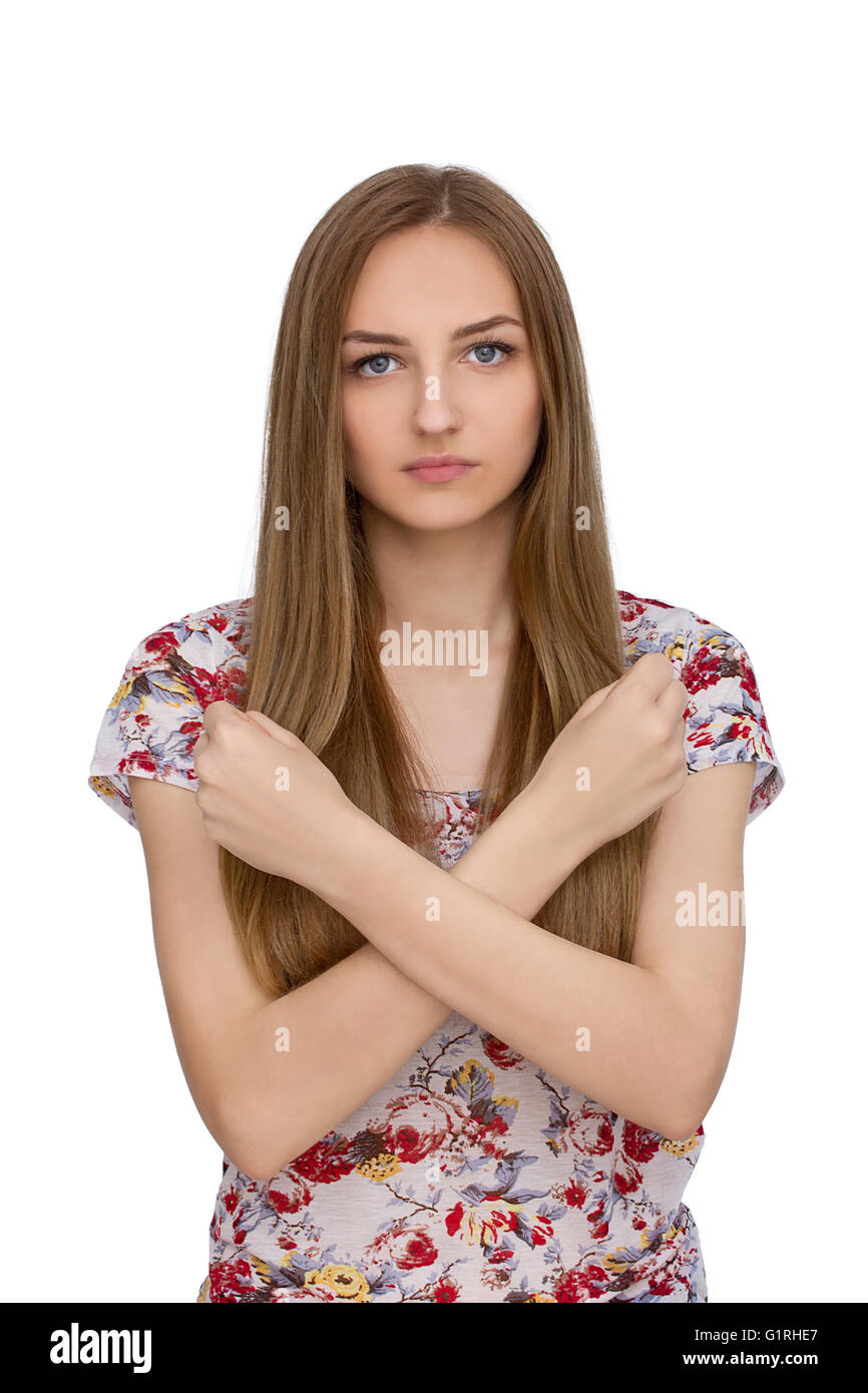 Happy Young Woman Isolated On White Background Stock Photo - Alamy