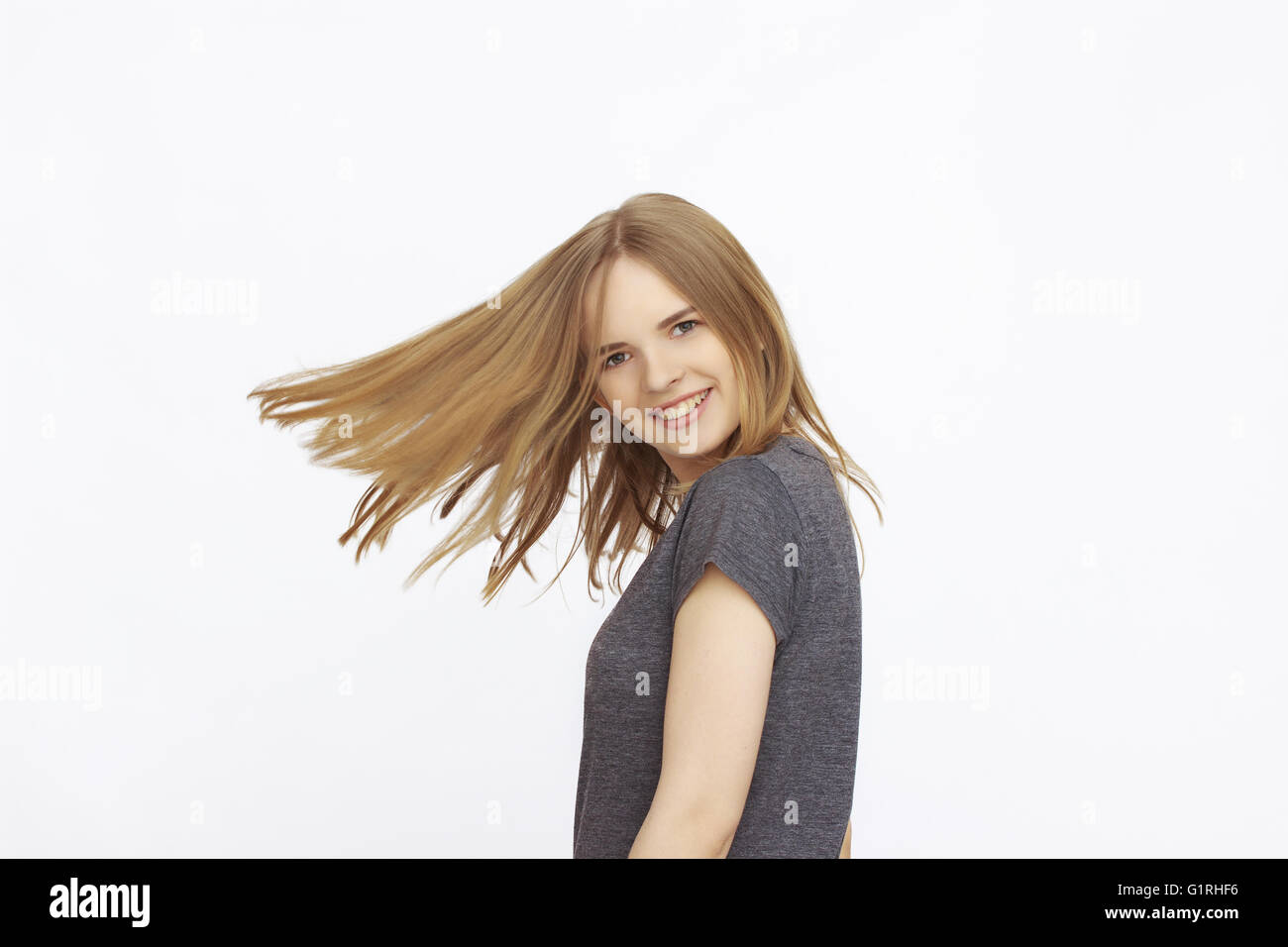 portrait of Happy Young Woman Stock Photo - Alamy