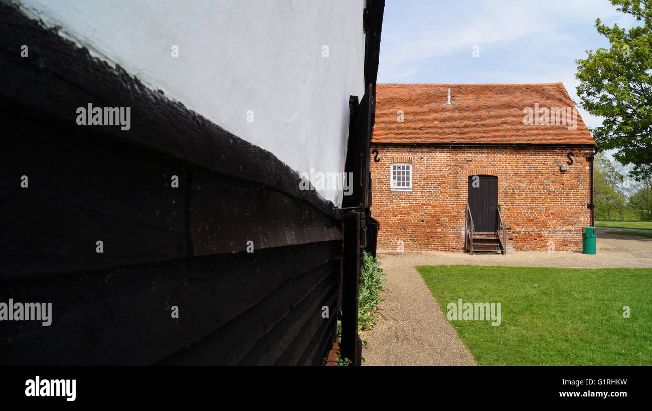 Black and white building at Cressing Temple site Stock Photo