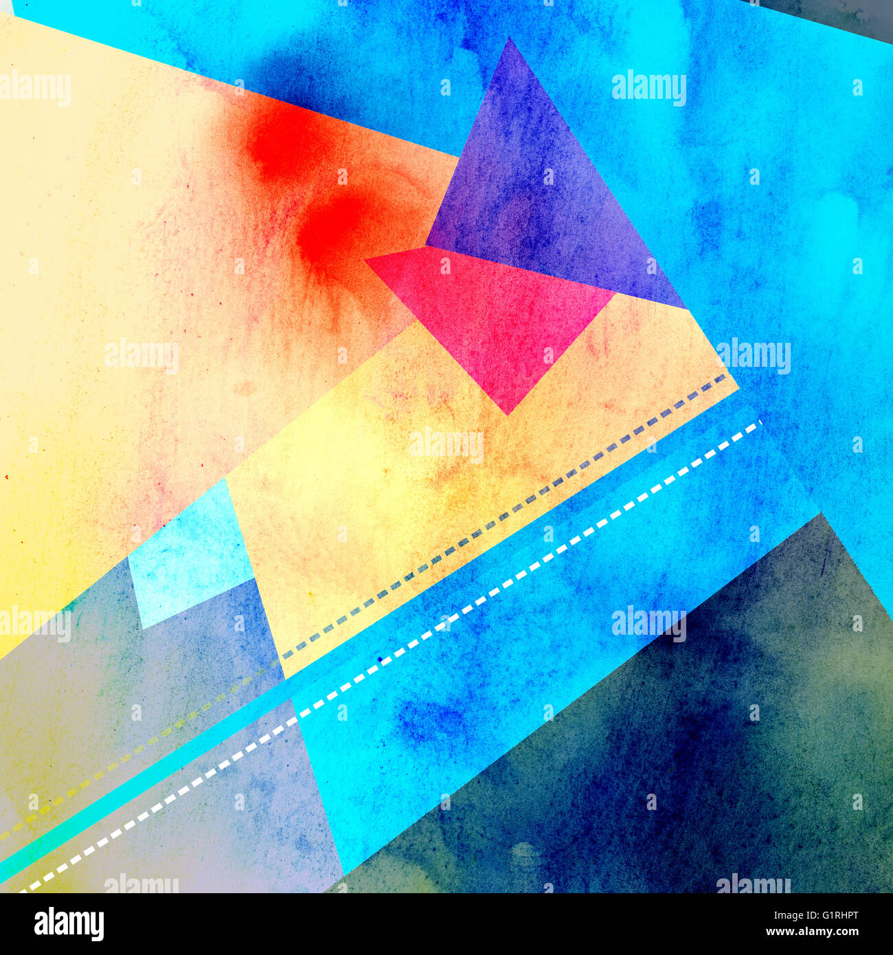 Abstract colorful watercolor background with different geometric ...