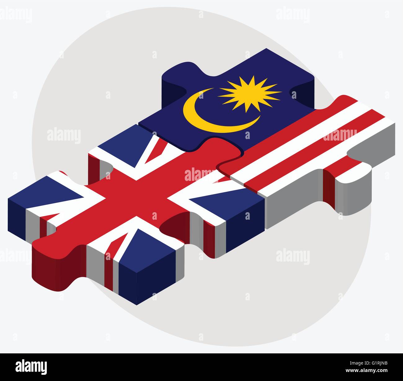 United Kingdom and Malaysia Flags in puzzle isolated on white