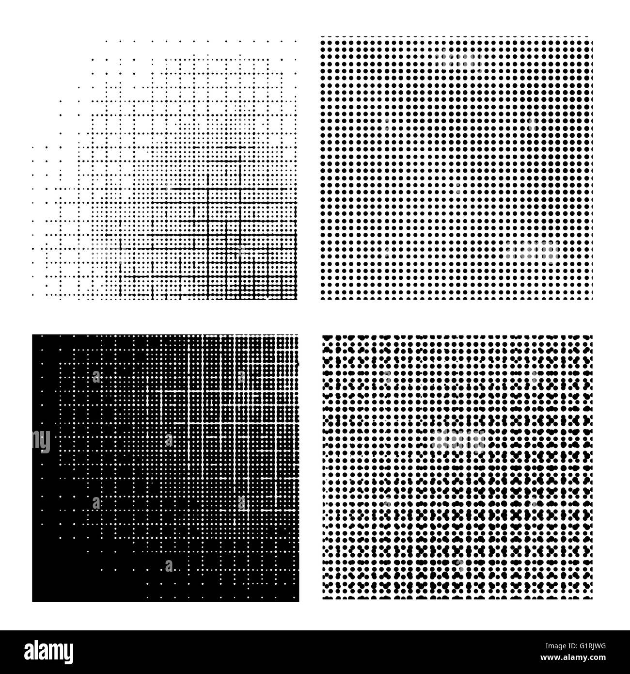 Set of Dotted Textures.  Halftone Pattern Collection. Stock Photo