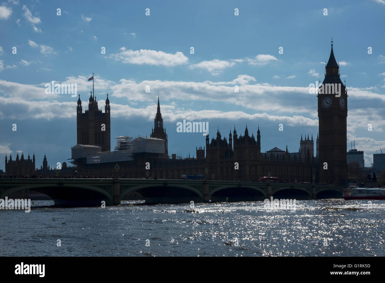 Big Ben and the Houses of Parliament in silhouette Stock Photo