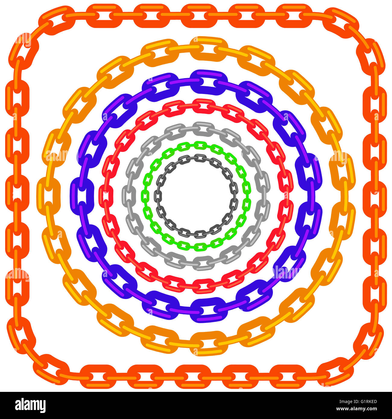 Set of Circle Colorful Chain Frames Isolated Stock Photo Alamy