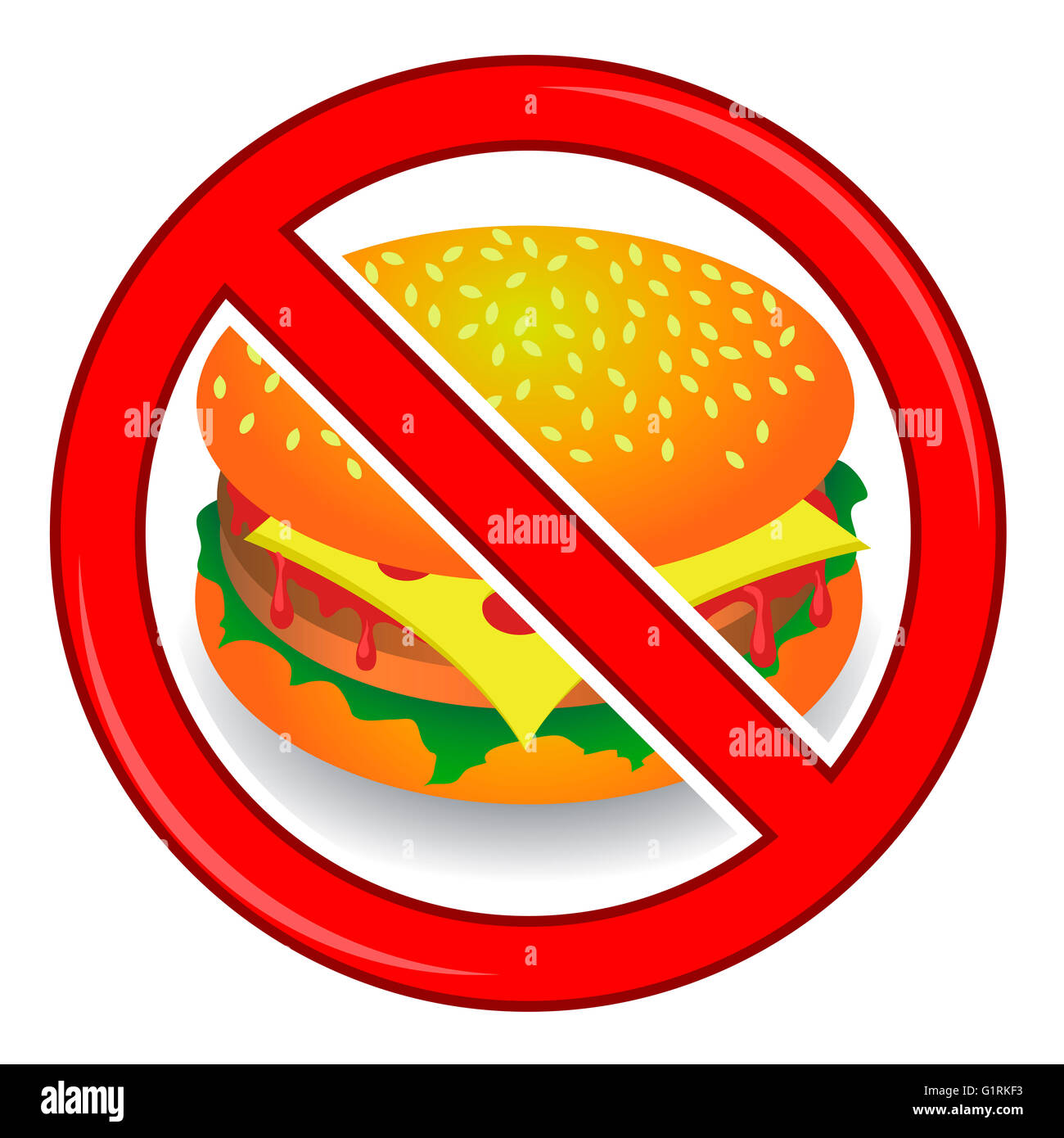 No Cheeseburger Sign Isolated Stock Photo Alamy
