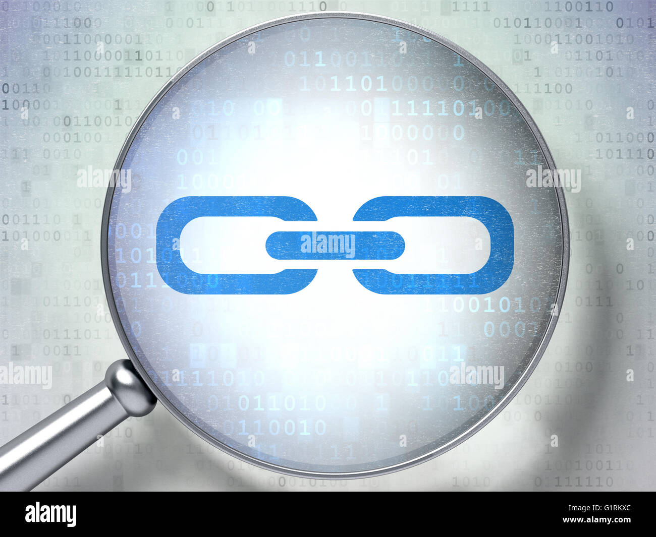 Web design concept: Link with optical glass on digital background Stock ...