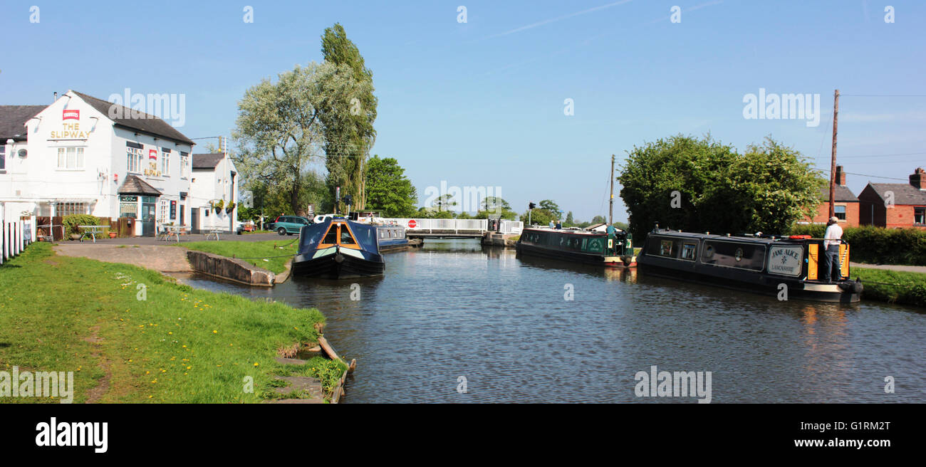 A lovely spring morning at Crabtree Lane swing bridge on the Leeds and Liverpool canal with