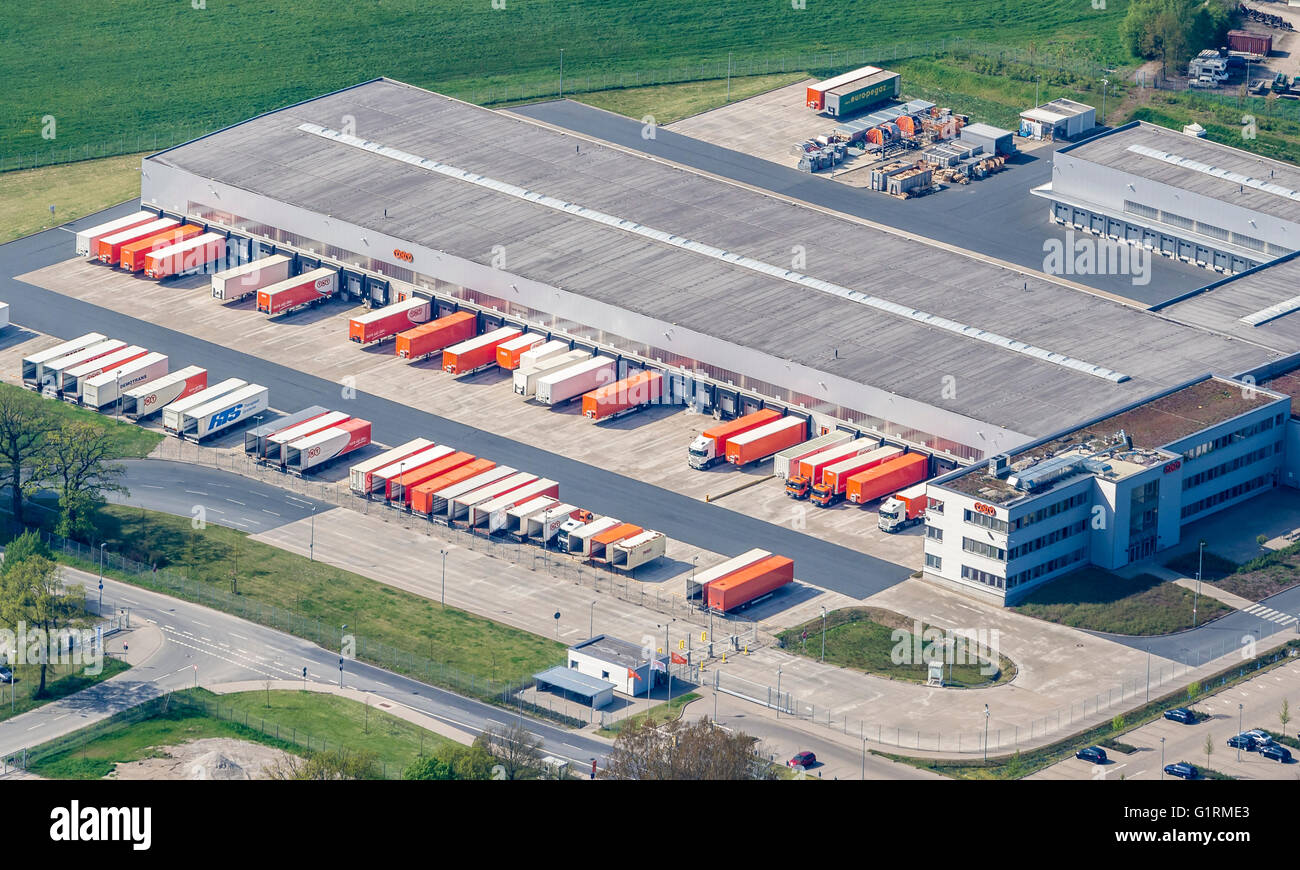 Parcel service TNT, logistic road hub at airport Hannover Langenhagen, Hannover, Lower Saxony, Germany Stock Photo