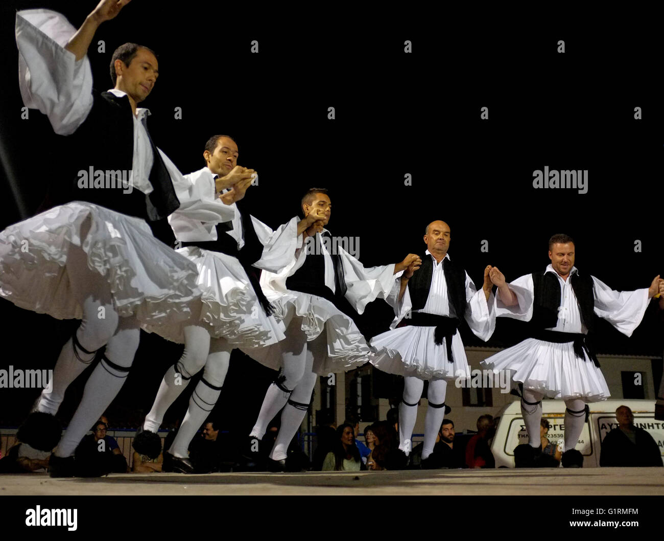 traditional greek dancing (Syrtos) on the island of skopelos Stock