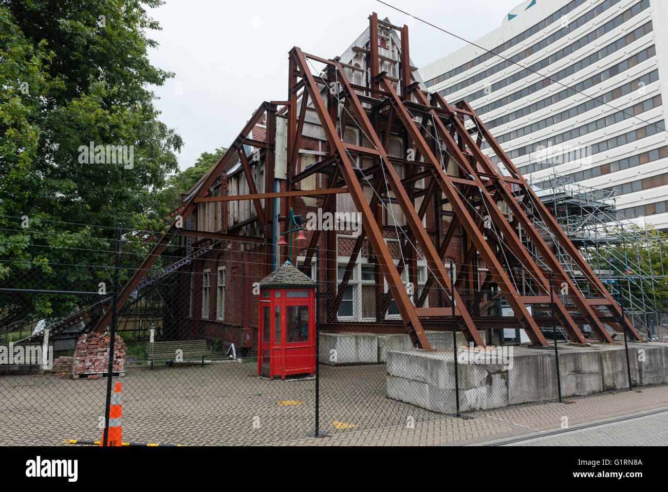 CHRISTCHURCH, NEW ZEALAND - JAN 16, 2016: Downtown of Christchurch damaged by earthquake is slowly recovering Stock Photo
