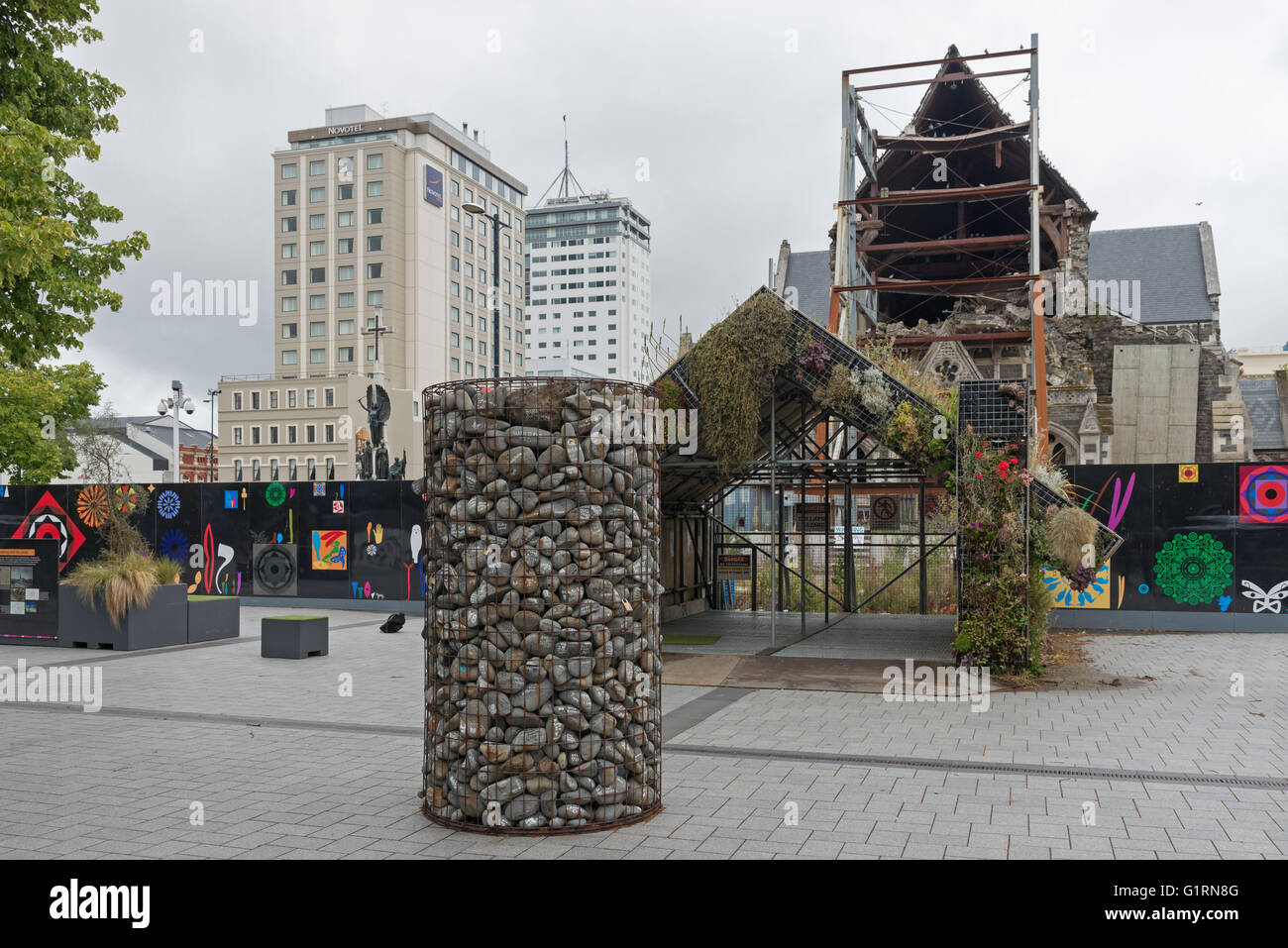 CHRISTCHURCH, NEW ZEALAND - JAN 16, 2016: Damaged Christchurch Cathedral demolished by earthquake in February 2010 Stock Photo