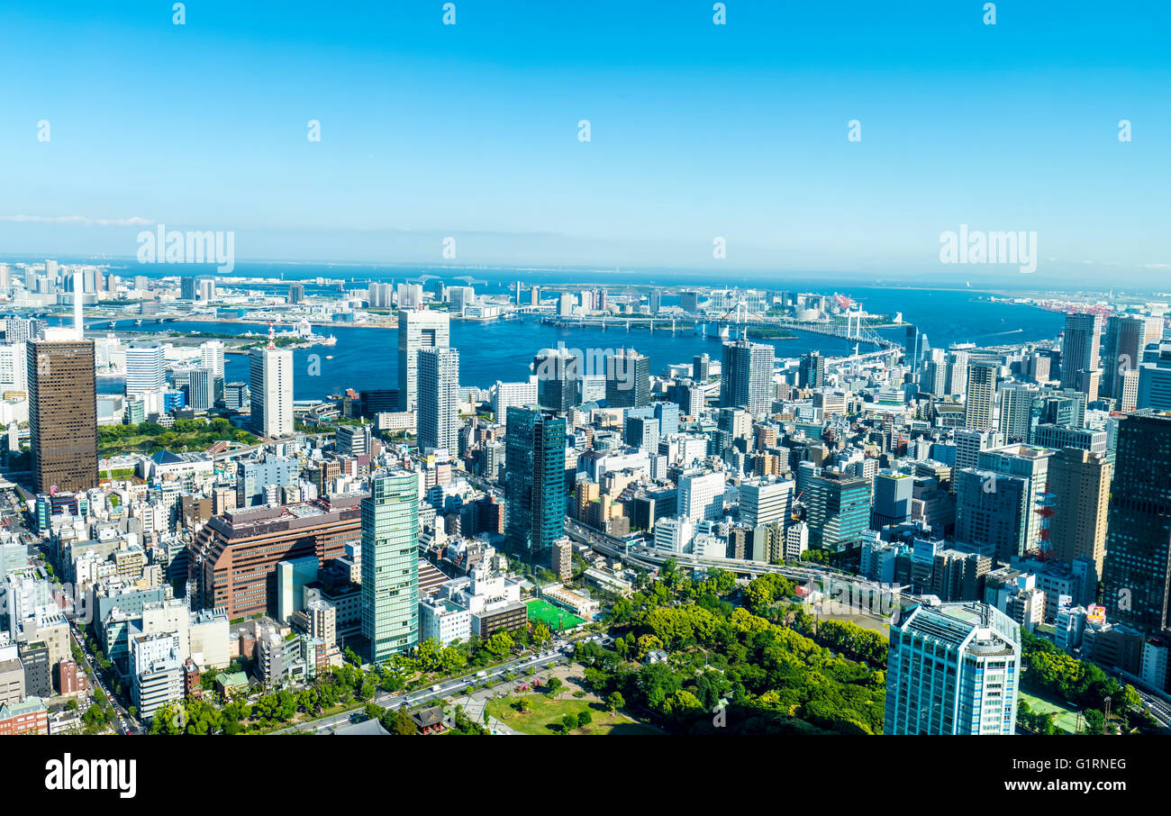 Tokyo, Japan - May 13, 2016 : The full viw of Tokyo city in the summer Stock Photo