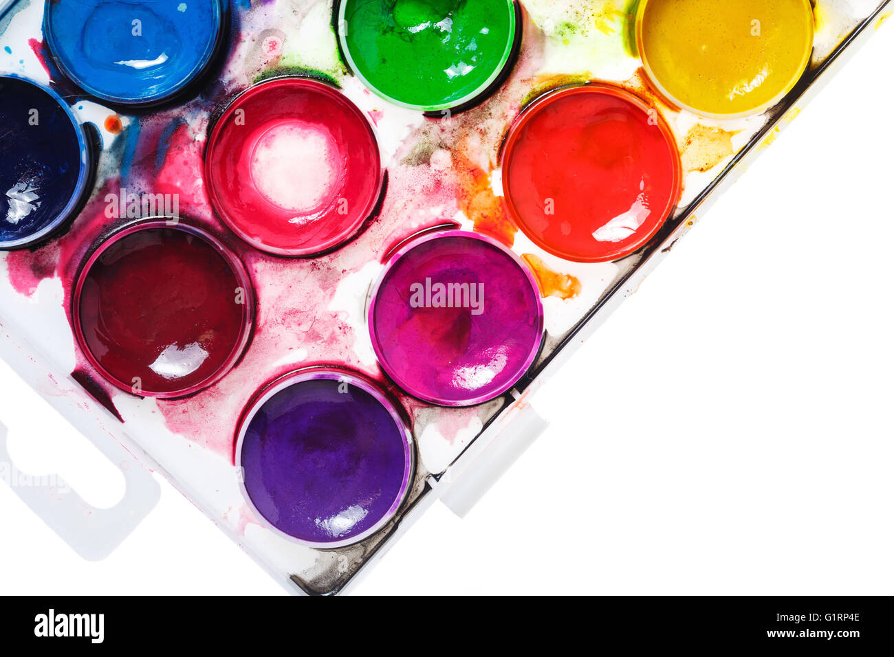 Watercolor paints in a box. The concept of creativity. Art Supplies