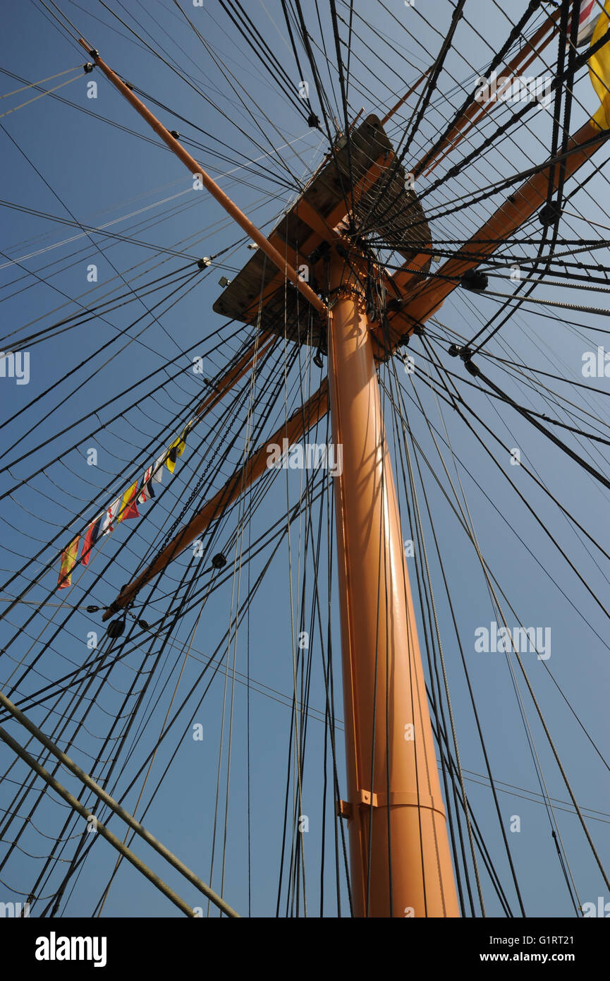 Ships Mast and rigging Stock Photo