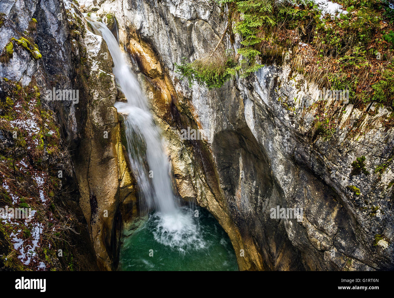 Tatzelwurm waterfall, Upper Level, Mangfall mountains, Oberaudorf, Upper Bavaria, Bavaria, Germany Stock Photo