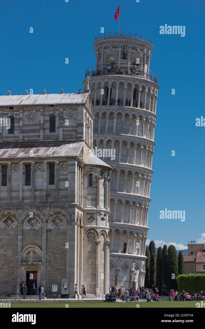 Santa Maria Assunta Cathedral and Leaning Tower of Pisa, Piazza del Duomo, Piazza dei Miracoli, Province of Pisa, Tuscany, Italy Stock Photo