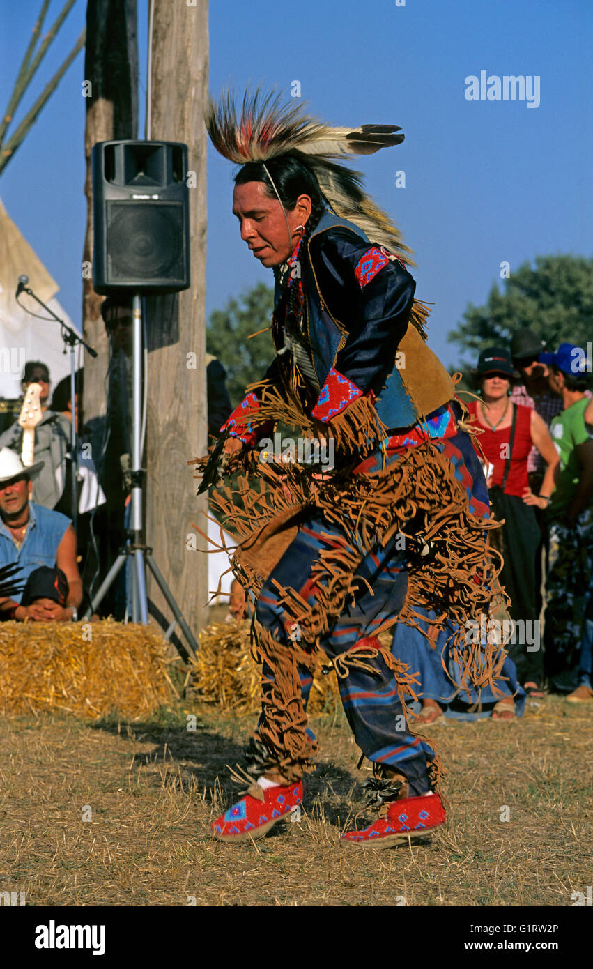 Native Cree dancing, Alberta, Canada, North America Stock Photo