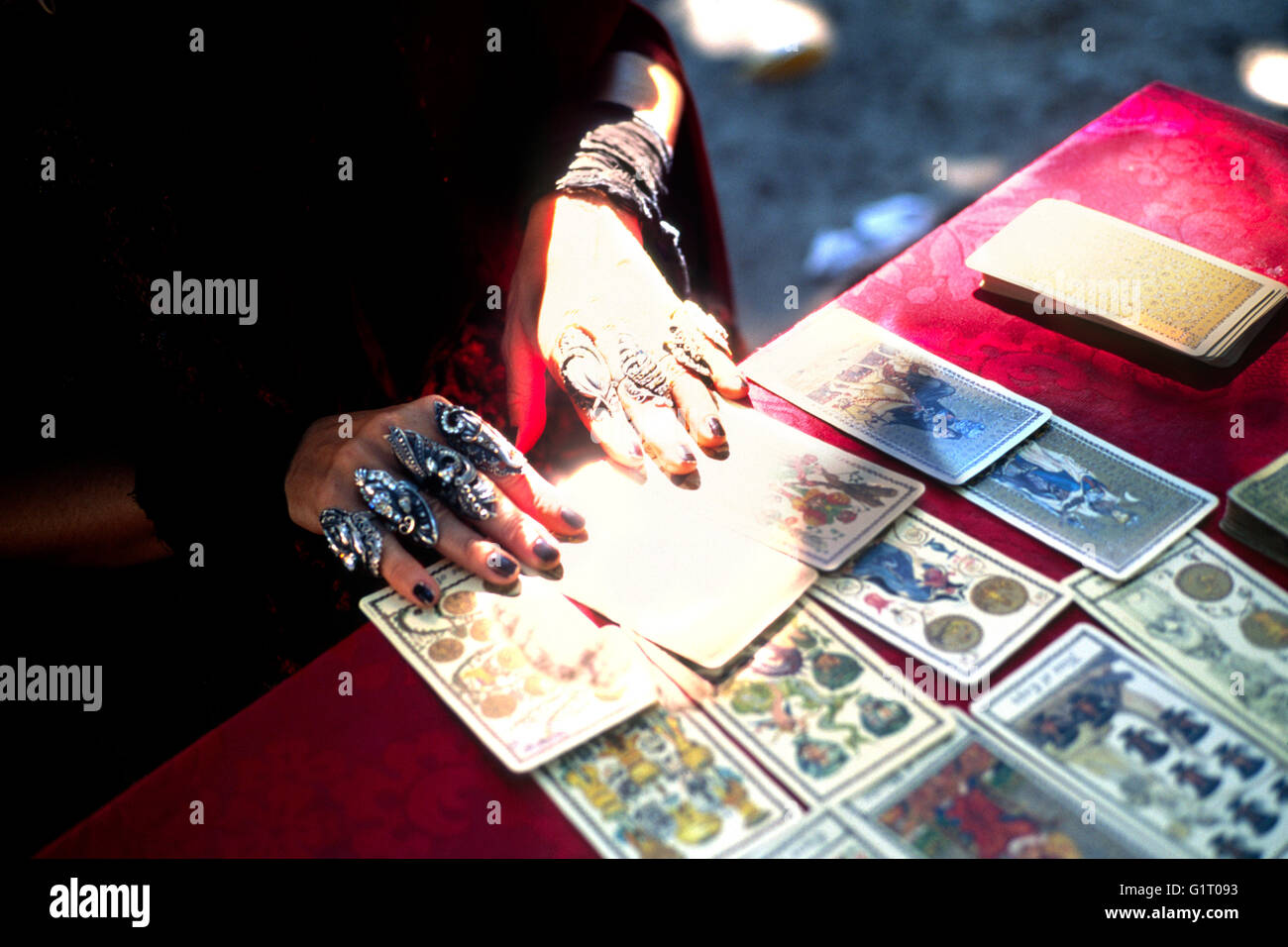Fortune Teller with Cards Stock Photo Alamy