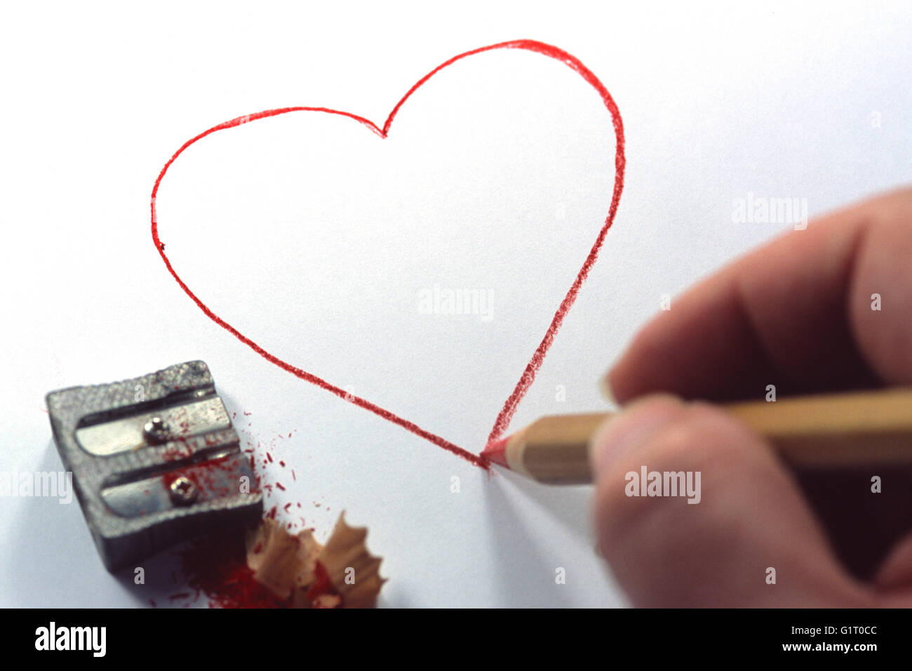 Hand Drawing Red Heart Stock Photo