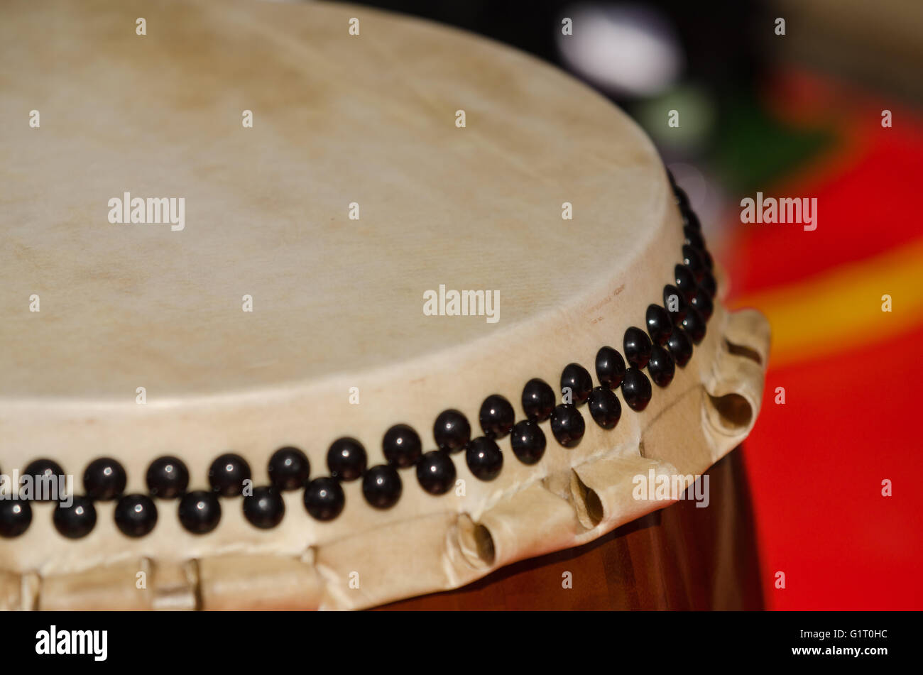Traditional japanese percussion instrument Taiko or Wadaiko drum Stock