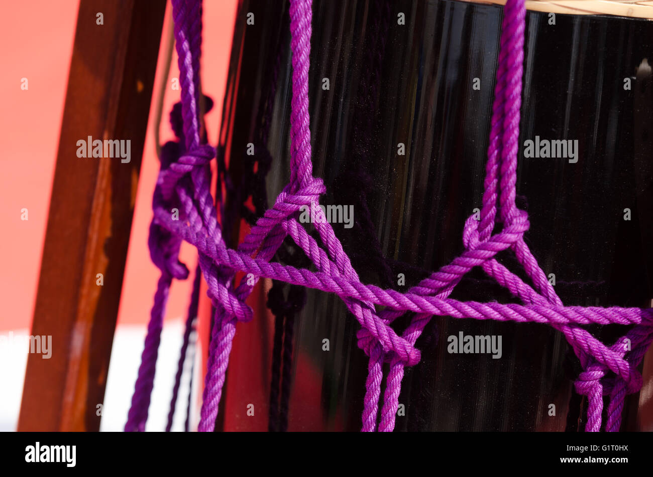Traditional japanese percussion instrument Taiko or Wadaiko drum Stock