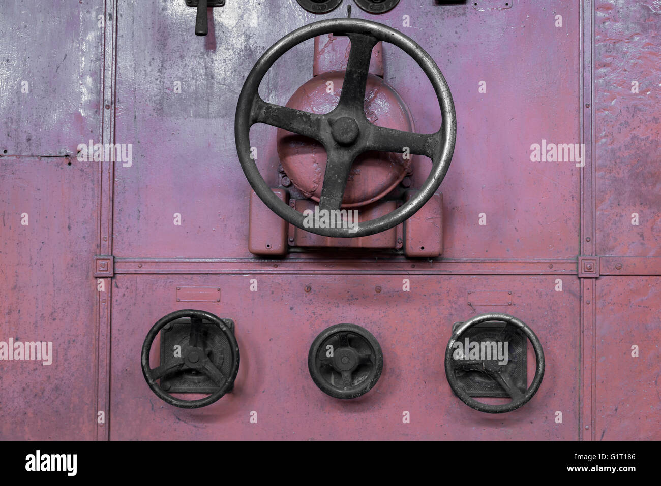 Rotary Control Switches on old engine Stock Photo
