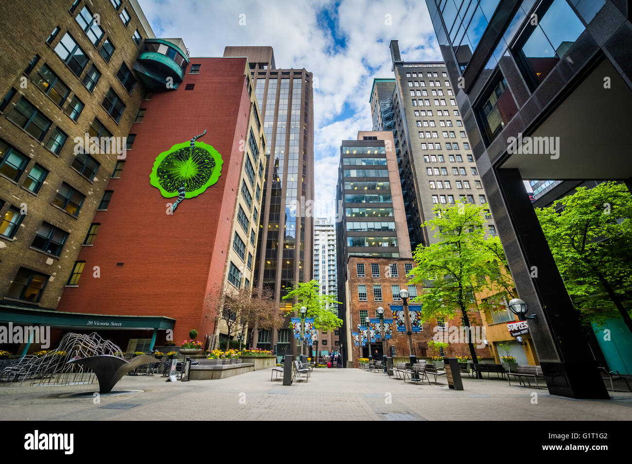 Courtyard and modern buildings in downtown Toronto, Ontario Stock Photo ...