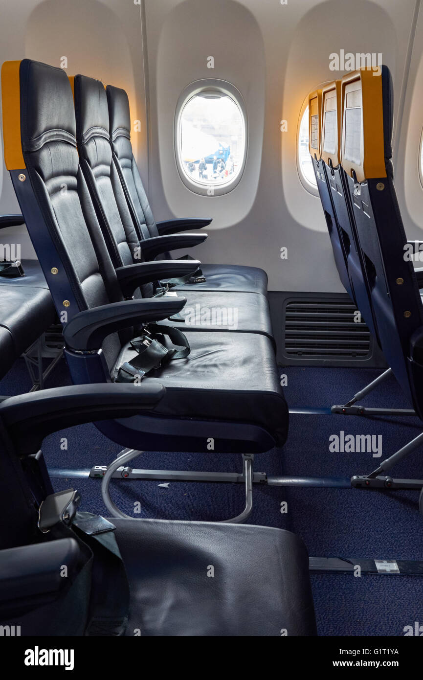 Empty seats on Ryanair Boeing 737 - 800 plane Stock Photo
