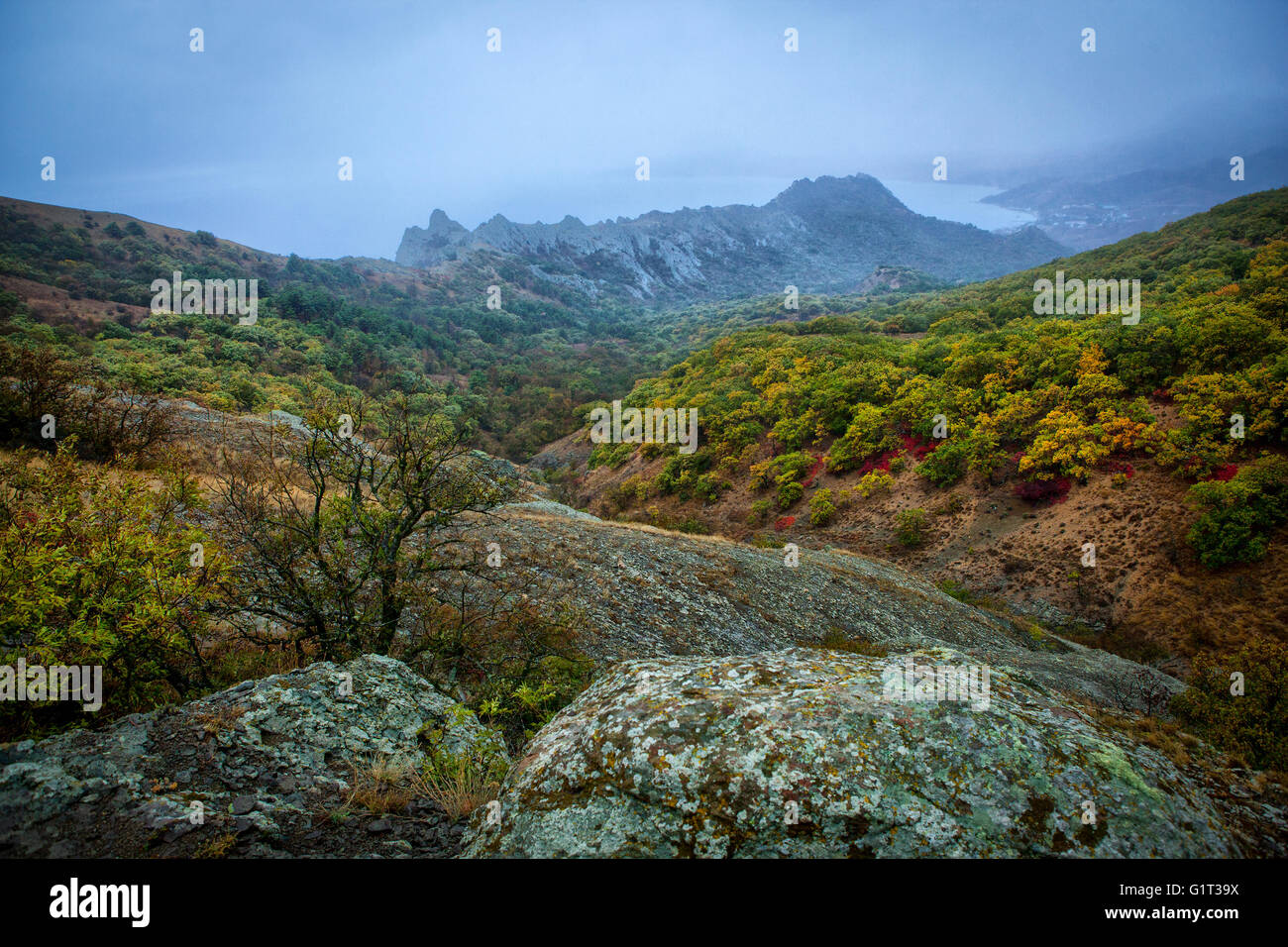 Beautiful mountain landscape at sunset Stock Photo - Alamy