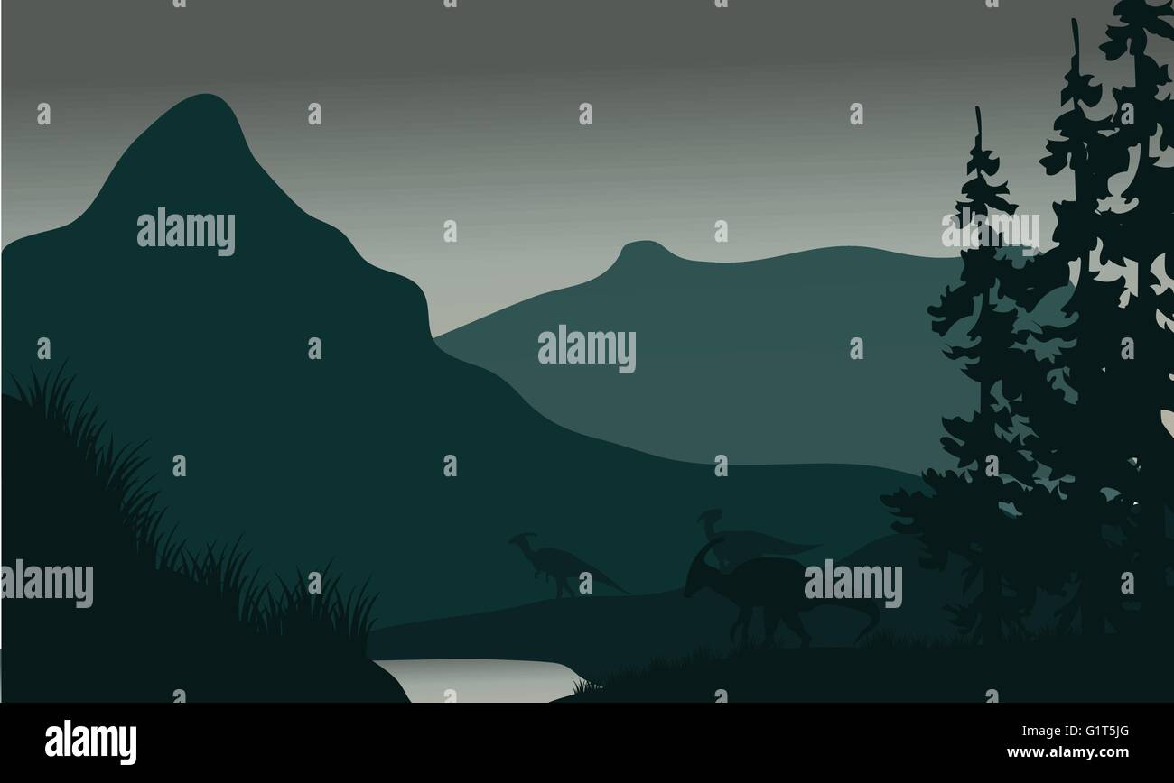 Silhouette of parasaurolophus in river Stock Vector Image & Art - Alamy