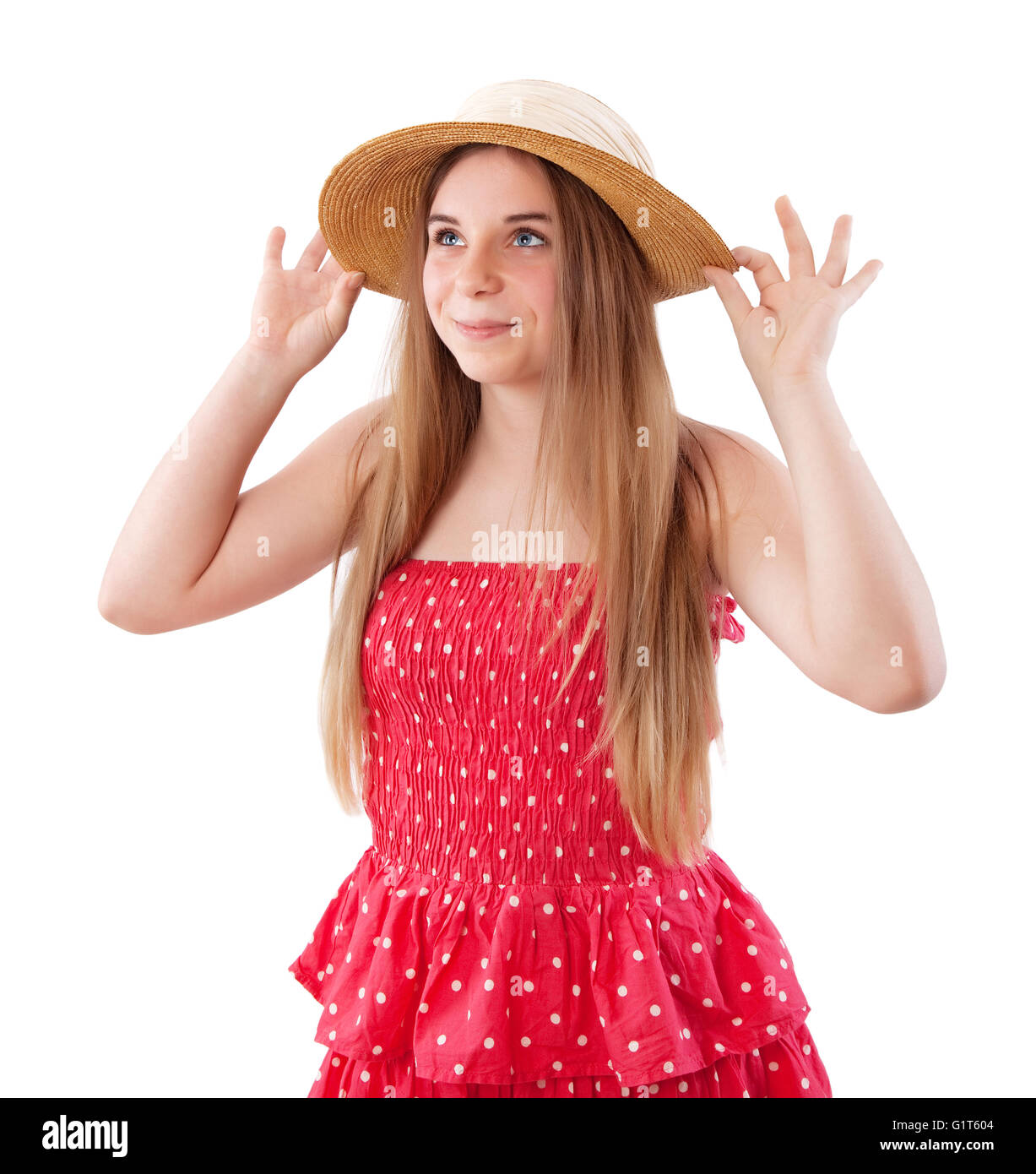 beautiful teenage girl in a summer dress Stock Photo