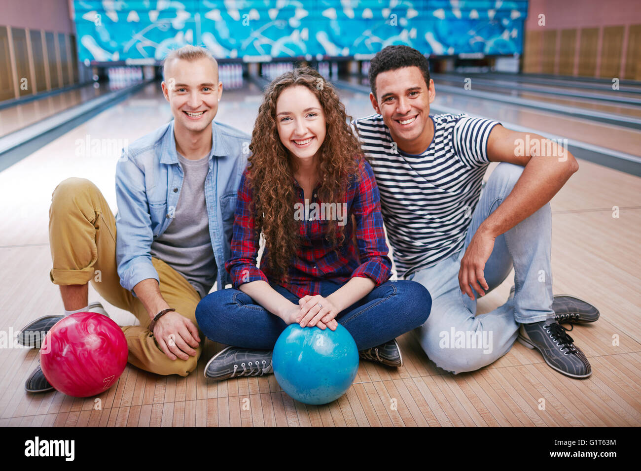 Lovers of bowling Stock Photo