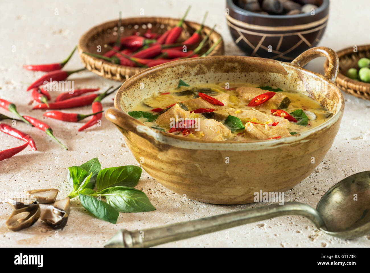 Tom kha gai. Thai coconut chicken soup. Thailand Food Stock Photo