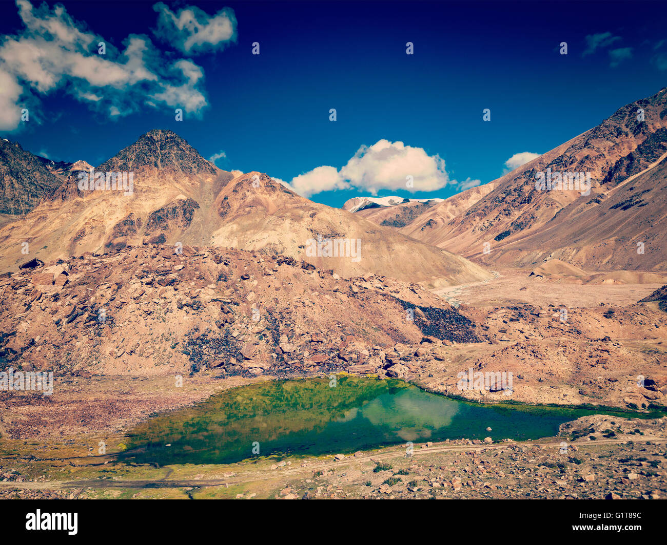 Himalayan landscape with small lake Stock Photo