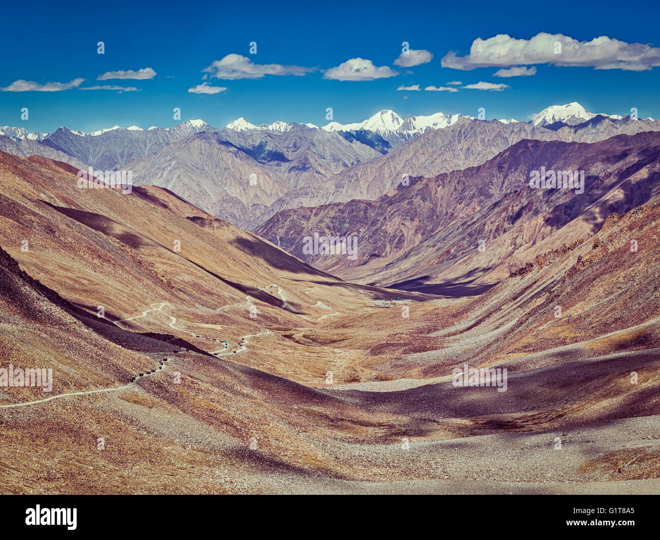 Karakoram Range and road in valley, Ladakh, India Stock Photo Alamy