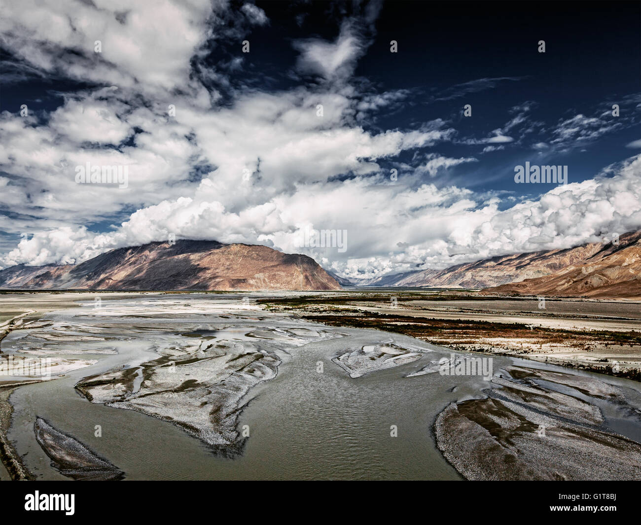 Nubra valley and river in Himalayas, Ladakh Stock Photo