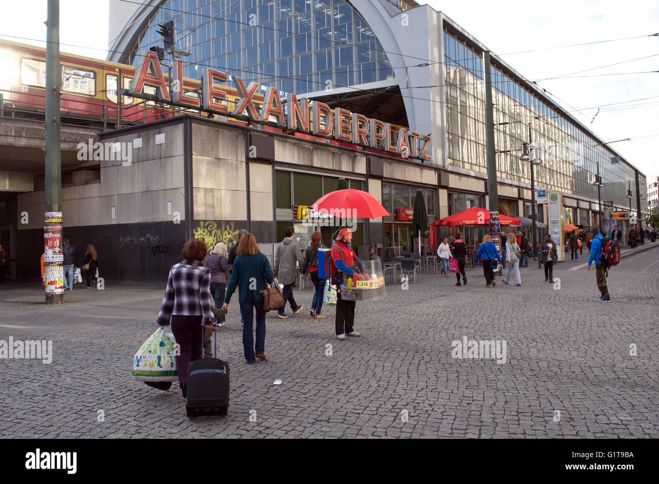 Berlin Alexanderplatz is a railway station in the Mitte district of Berlin's  city centre. It is one of the busiest transport hub Stock Photo - Alamy