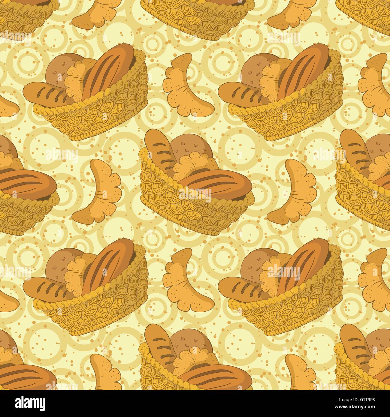 Seamless background, bread in a basket Stock Vector Image & Art - Alamy
