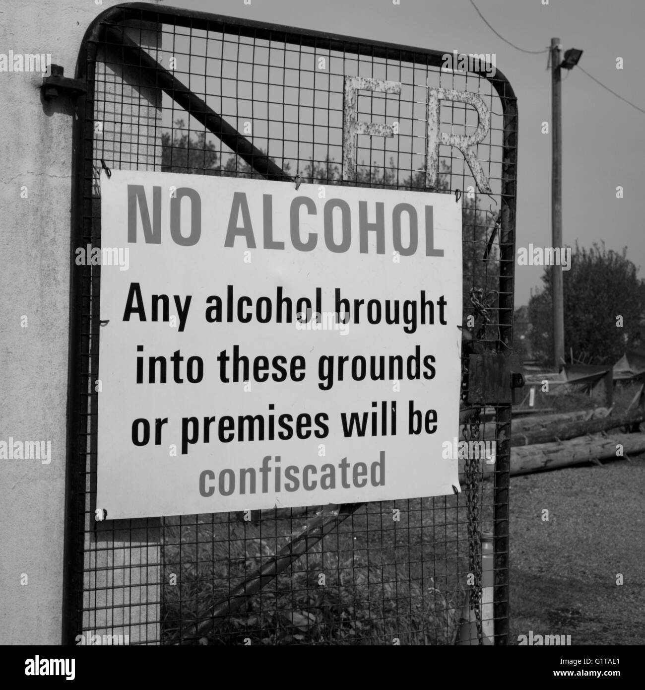 No alcohol sign at Falmouth Rugby Club Stock Photo