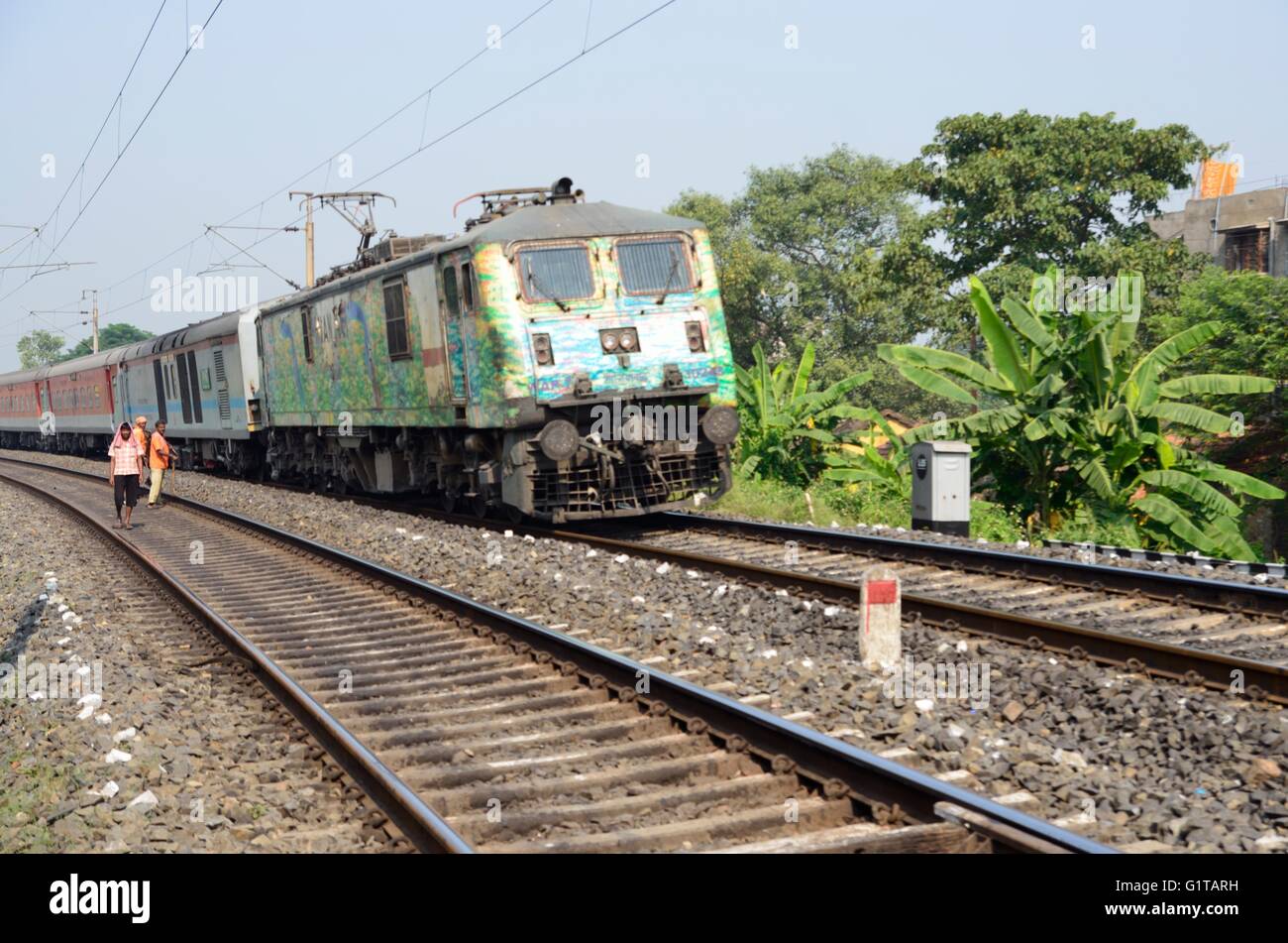 Rajdhani Express, Indian Railways Stock Photo