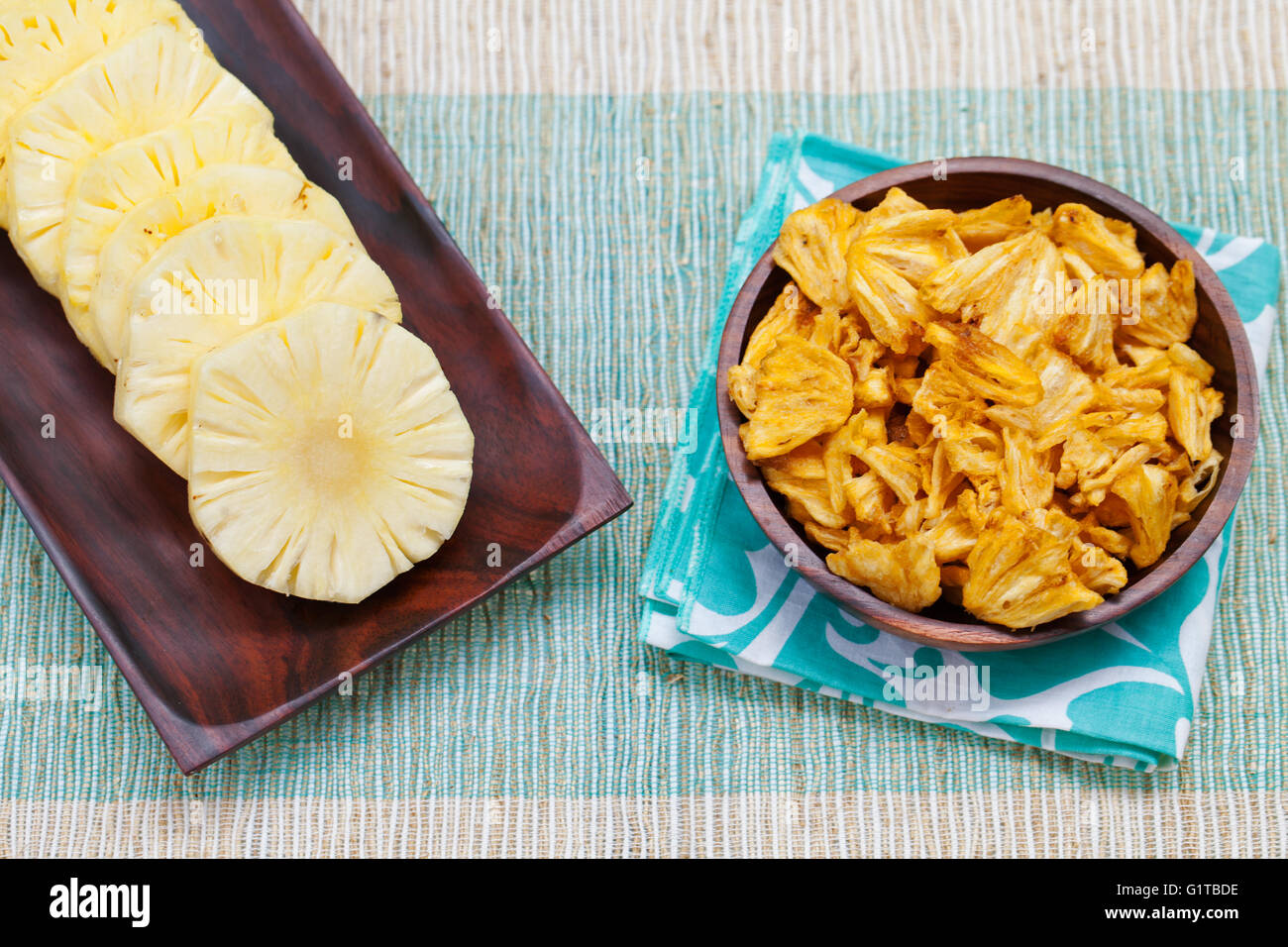 Dried dehydrated deep fried pineapple chips Stock Photo Alamy