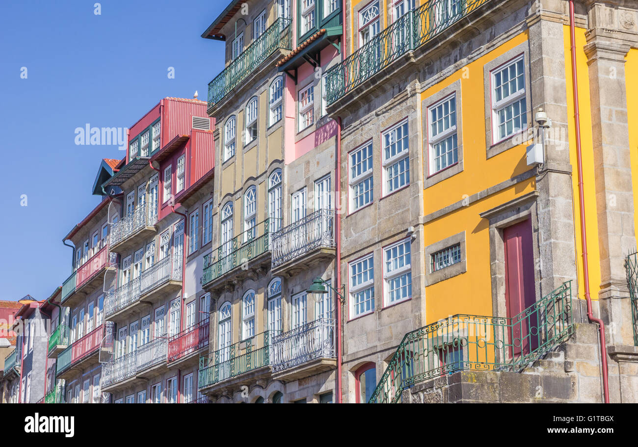 Colorful houses at the Ribeira in Porto, Portugal Stock Photo