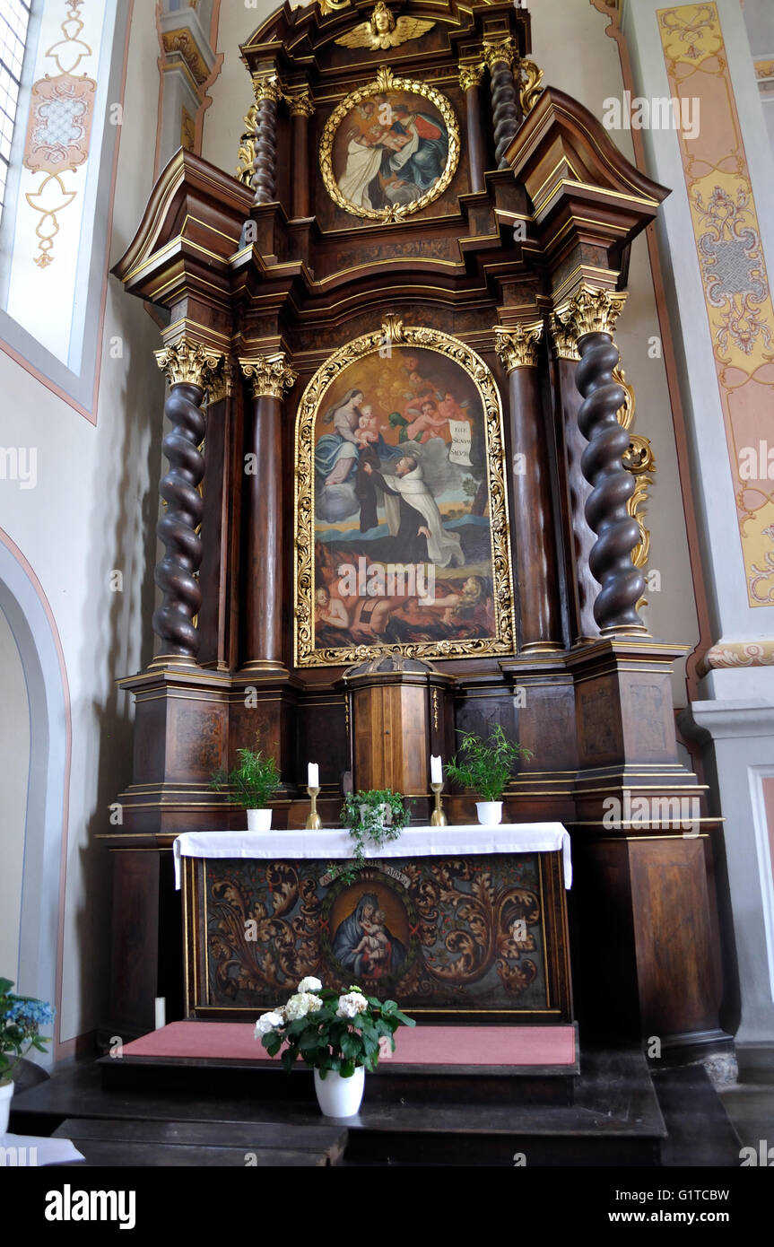 Scapular altar in the Catholic Church of St Joseph in Beilstein, on the Moselle River, Germany. Stock Photo