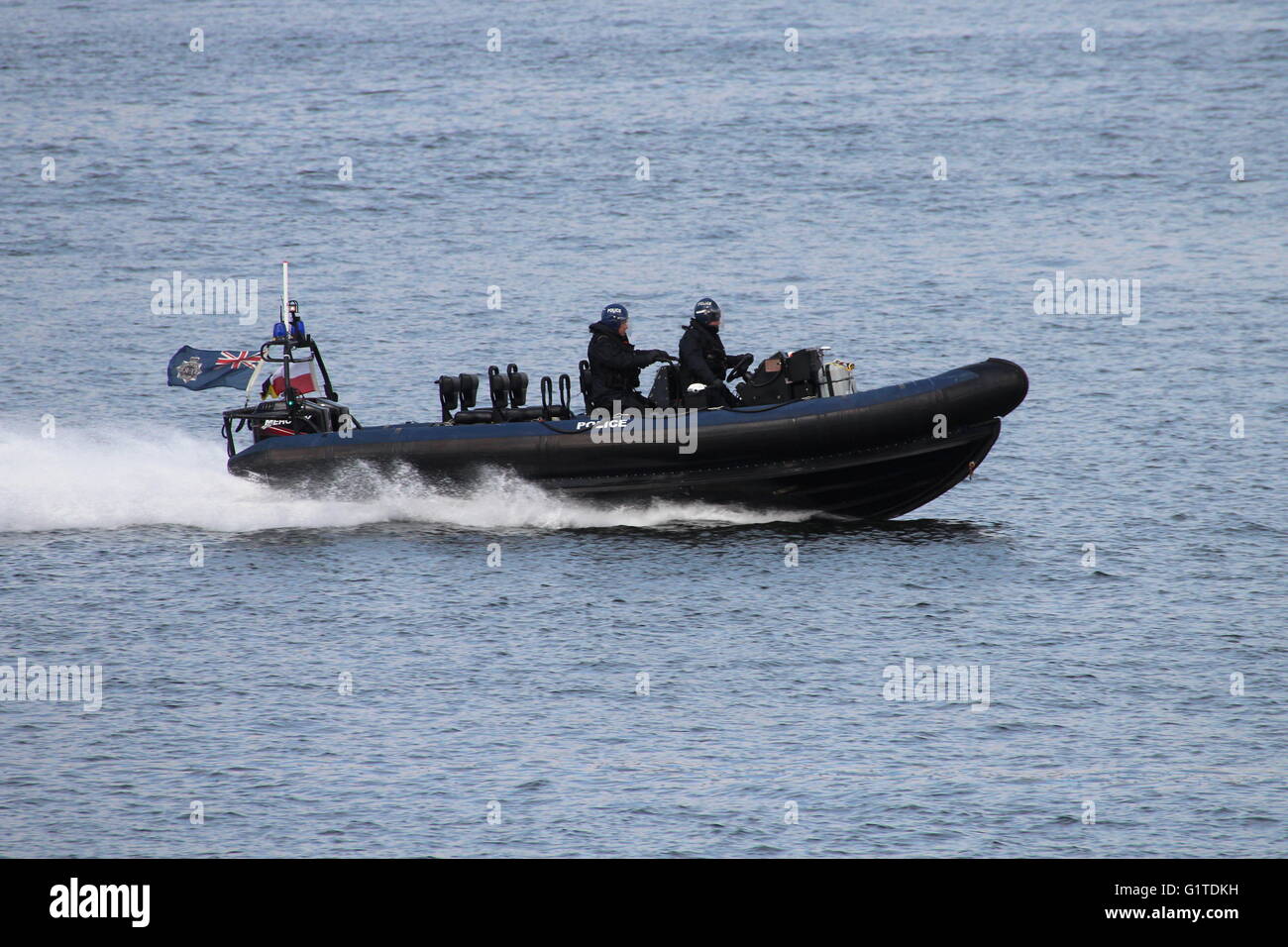 A Ministry of Defence Police RIB providing escort and surveillance