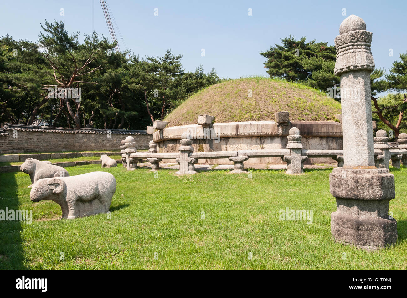 Tomb of King Sejong the Great, Royal Tombs of the Joseon Dynasty, 1392-1910, Seolleung Park, Seoul, South Korea;