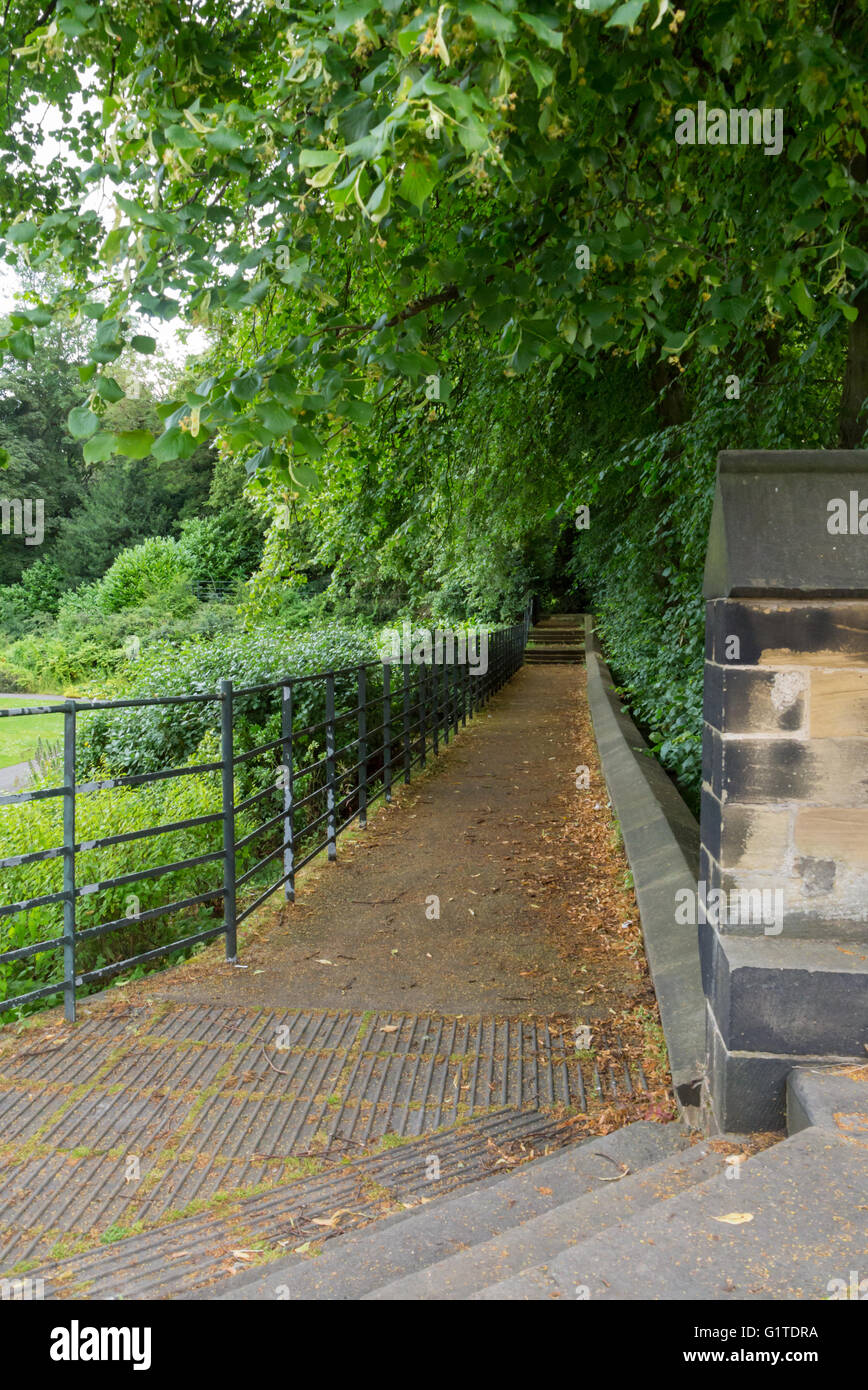 Saltwell Towers Perimeter Wall, built for William Wailes in 1862, and located in Saltwell Park, Gateshead Stock Photo