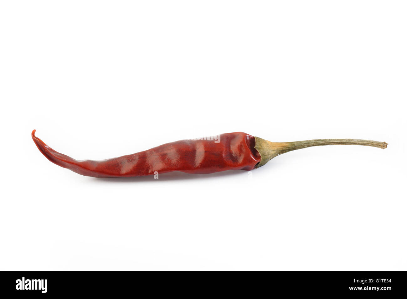 dried red chili pepper on white background Stock Photo