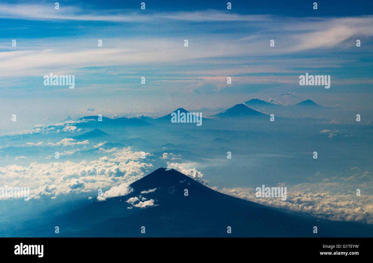 Aerial view of the volcanoes in Central Java. Stock Photo