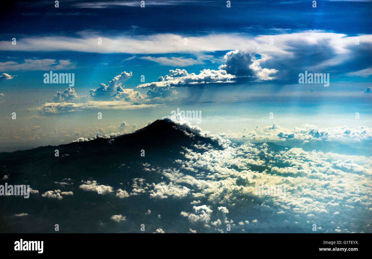 Aerial view of the volcanoes in Central Java. Stock Photo